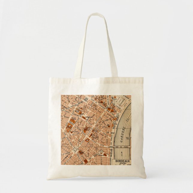 Bolso De Tela Ciudad de Burdeos Francia Mapa Antiguo (Frente)
