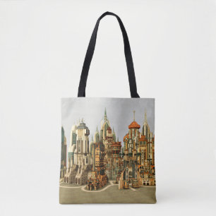 Bolso De Tela Ciudad de fantasía futurista Arte de horizonte de