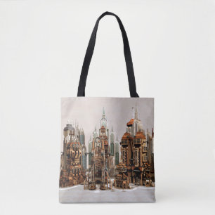 Bolso De Tela Ciudad de fantasía futurista Arte de horizonte de
