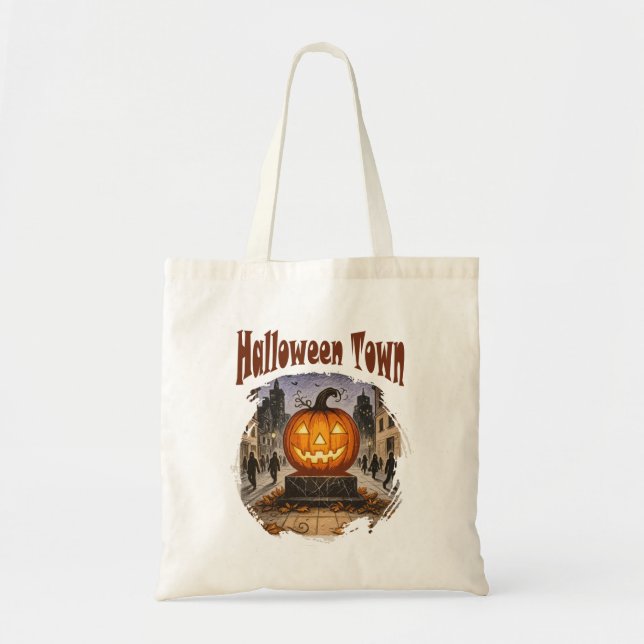 Bolso De Tela Ciudad de Halloween (Frente)