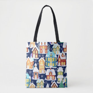 Bolso De Tela Ciudad de invierno victoriana: Patrón de Navidades