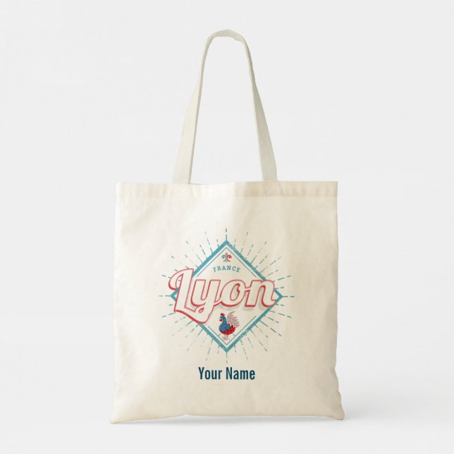 Bolso De Tela Ciudad de Lyon Francia retro rooster recuerdo vint (Reverso)