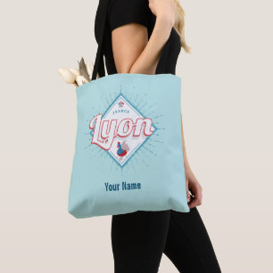 Bolso De Tela Ciudad de Lyon Francia retro rooster recuerdo vint