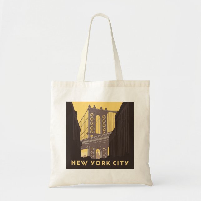 Bolso De Tela Ciudad de Nueva York | Puente Brooklyn (Frente)