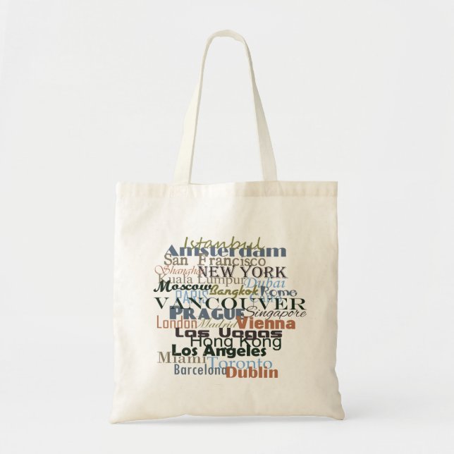 Bolso De Tela Ciudades de todo el mundo (Frente)