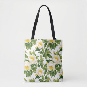 Bolso De Tela Claire de Lune peonies blanca y amarilla