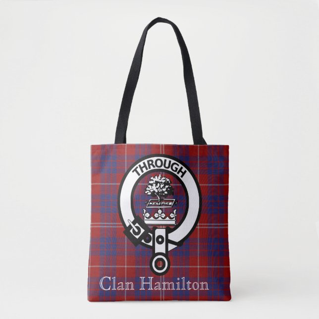 Bolso De Tela Clan Hamilton Escudo y Tartán (Anverso)