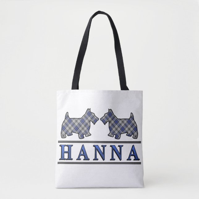Bolso De Tela Clan Hannay Hanna Scottie Dogs Tartan Plaid (Anverso)
