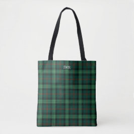 Bolso De Tela Clan Ross Hunting Tartan Green Plaid Monograma
