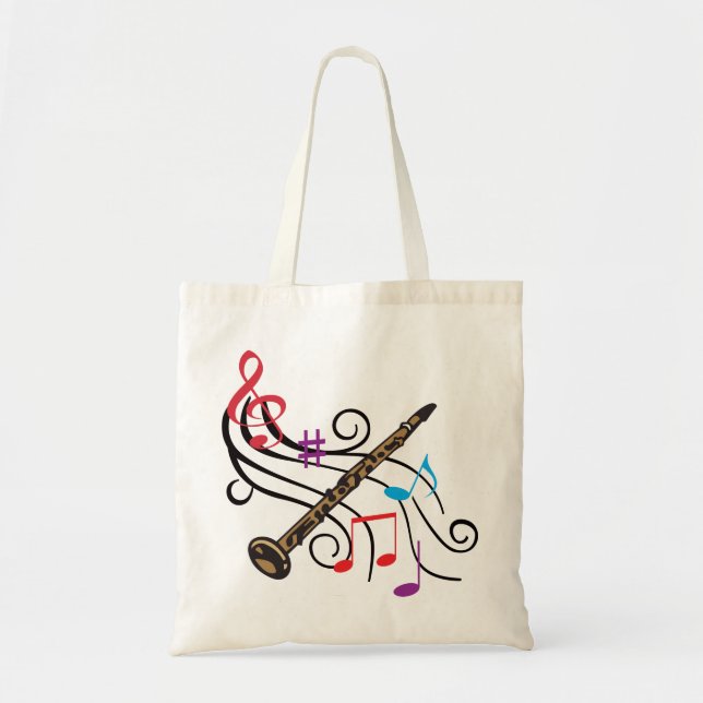Bolso De Tela Clarinet Con Música (Frente)