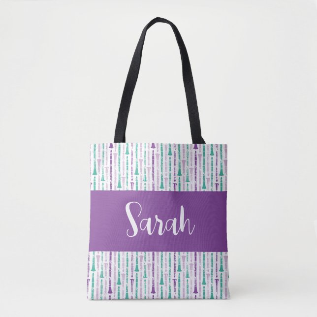 Bolso De Tela Clarinet Player personalizado Purple Music (Anverso)