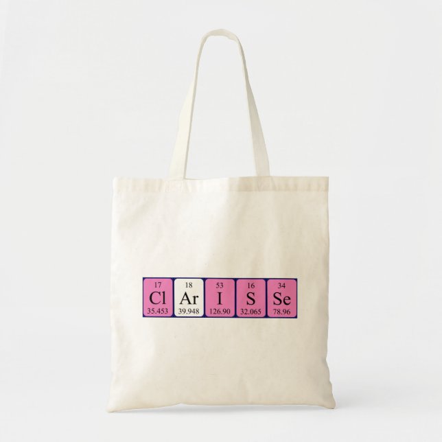 Bolso De Tela Clarisse tabla periódica nombre tote bag (Frente)