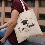 Bolso De Tela Clase de graduación de 2025 Nombre de la escuela s<br><div class="desc">Este moderno bolso de tote para graduación senior personalizado presenta tipografía de moda negra y dorada bajo un nombre de instituto o universidad para la clase de 2025. Personalizar con tu año de graduación bajo la caligrafía de moda para un gran regalo de graduación personalizado.</div>