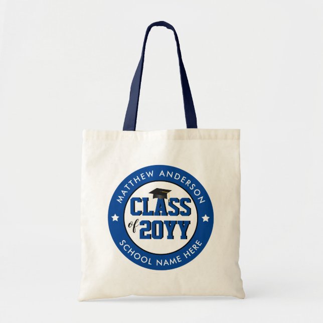 Bolso De Tela Clase de Graduación Elegante de Graduado Azul 2023 (Frente)