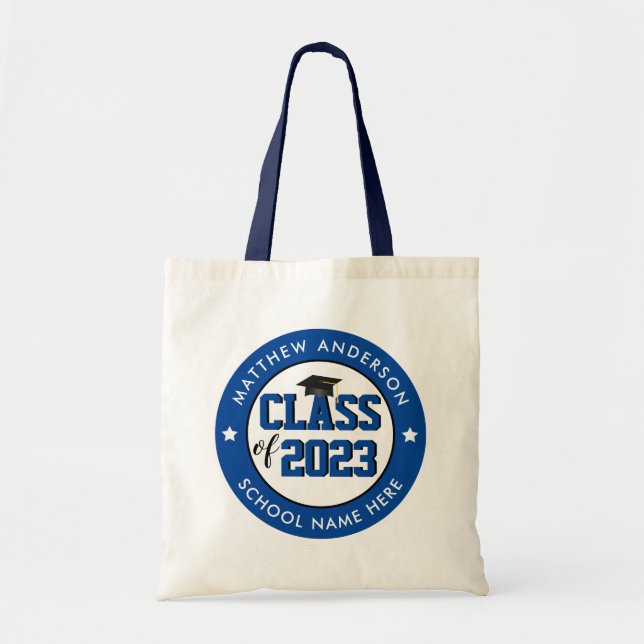 Bolso De Tela Clase de Graduación Elegante de Graduado Azul 2023 (Frente)