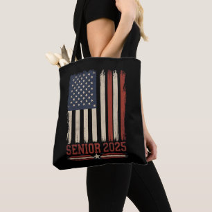 Bolso De Tela Clase de graduación Senior 2025 bandera estadounid