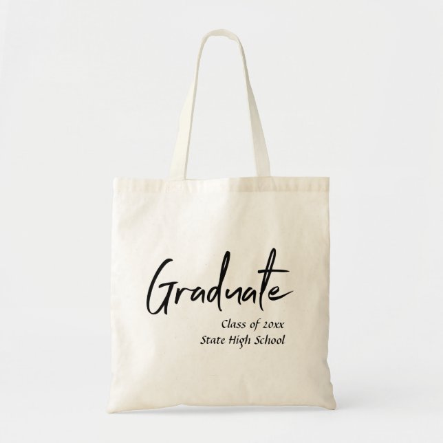 Bolso De Tela Clase de Tote de Graduado con monograma y nombre (Frente)