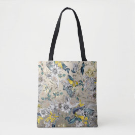 Bolso De Tela Clase elegante Pasión Patrón floral oro
