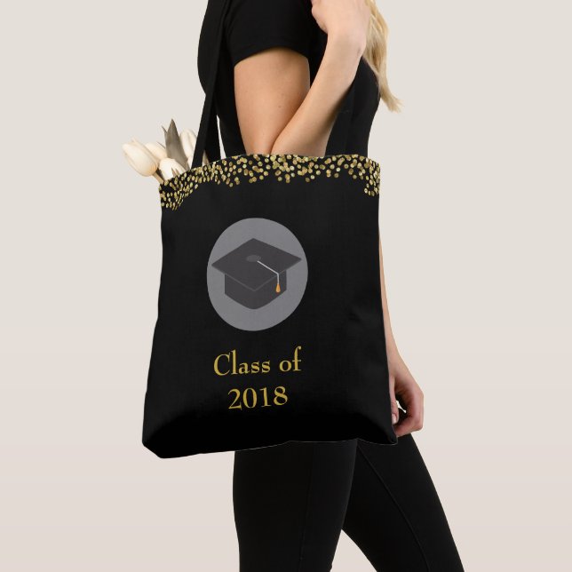 Bolso De Tela Clase Faux Gold Confetti & Graduation Cap de 20xx (Detalle)