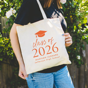 Bolso De Tela Clase moderna de Graduación de Guión Naranja 2025