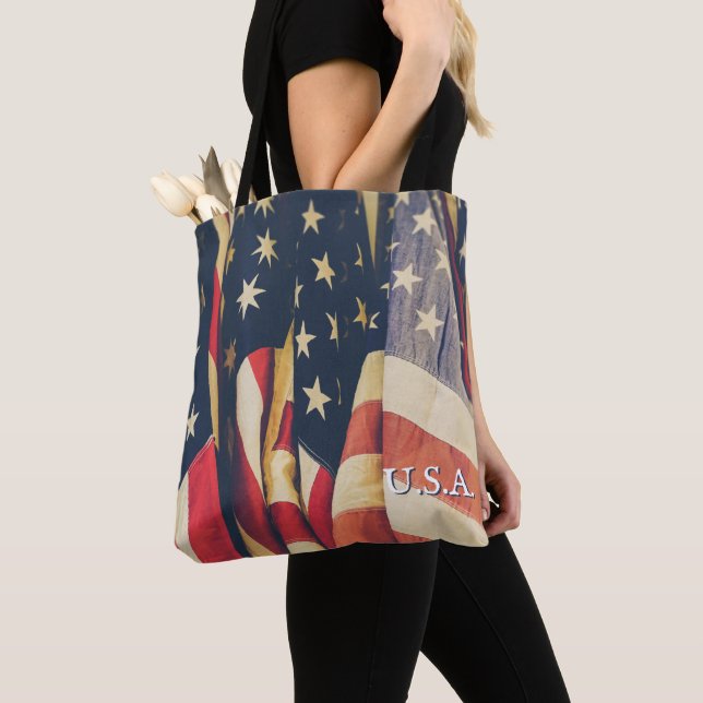 Bolso De Tela Clásica Bandera Patriótica Multiamericana (Detalle)