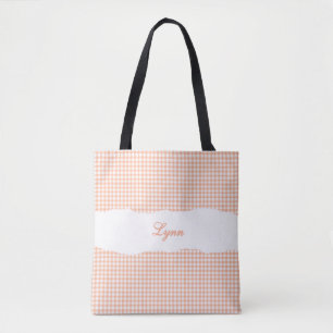 Bolso De Tela Clásico a cuadros naranja y blanco Nombre person