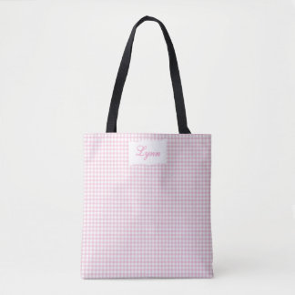Bolso De Tela Clásico a Cuadros Rosa y Blanco | Nombre Personali