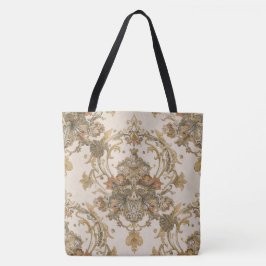 Bolso De Tela Clásico, Adorno de Lujo, Gris Beigi Dorado
