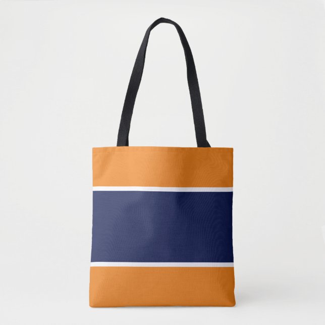 Bolso De Tela Clásico Amarillo Naranja Blanco Azul franjas de ve (Anverso)