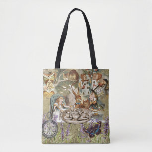 Bolso De Tela Clásico Aventuras de Alicia Fiesta del Té en el Pa