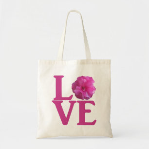Bolso De Tela Clásico de Flor Rosa de Amor