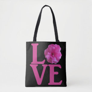 Bolso De Tela Clásico de Flor Rosa de Amor