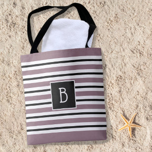 Bolso De Tela Clásico de moda Monograma Morado Banda Blanco Negr