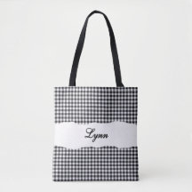 Clásico Gingham Negro y Blanco | Nombre Personaliz