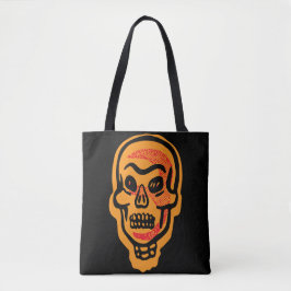 Bolso De Tela Clásico Naranja Halloween Skull | Resaltados rojos