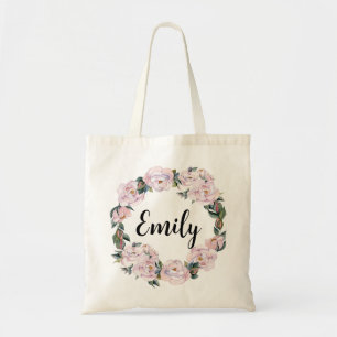 Bolso De Tela Clásico nombre monograma de dama de honor floral r