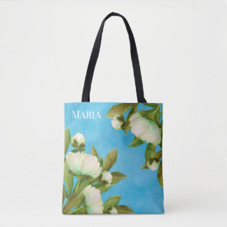 Bolso De Tela Clásico ramo floral de peonías blancas