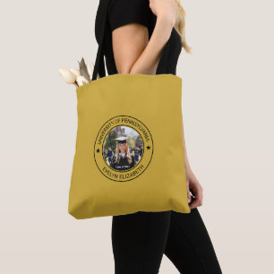 Bolso De Tela Clásico Redondo Graduado Escritura Moderna Mediana