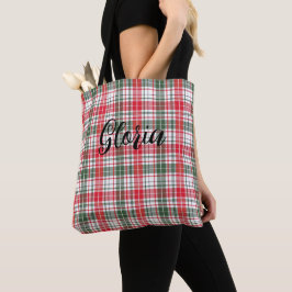 Bolso De Tela Clásico Tartán de Invierno Personalizado con Nombr