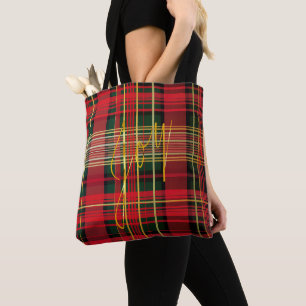 Bolso De Tela Clásico vacaciones Red y Green Plaid Tartán 'Joy'