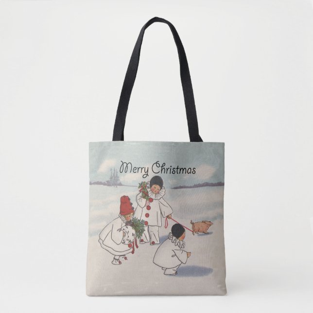 Bolso De Tela Clásico Vintage Christmas Snow Child (Anverso)