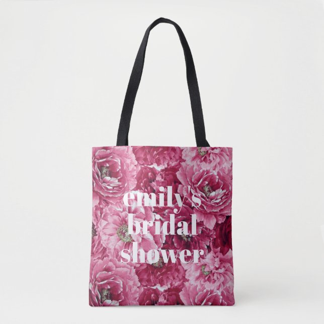 Bolso De Tela Clásicos de los Clusters de Peonies Personalizado  (Anverso)