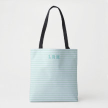 Clásicos Monogramas Iniciales de Raya Azul Menta