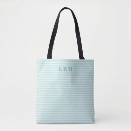 Bolso De Tela Clásicos Monogramas Iniciales de Raya Azul Menta