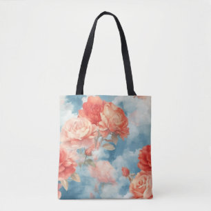Bolso De Tela Clásicos - Rosas rosadas y rojas angelicales en nu