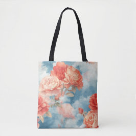 Bolso De Tela Clásicos - Rosas rosadas y rojas angelicales en su