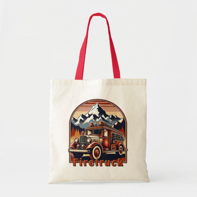 Bolso De Tela Classic Fire Truck & Mountain (Frente)