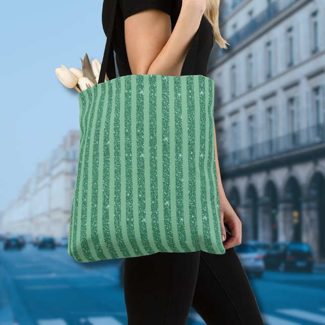 Bolso De Tela Classic Jade Green Glitter Style Vertical Stripes (Subido por el creador)