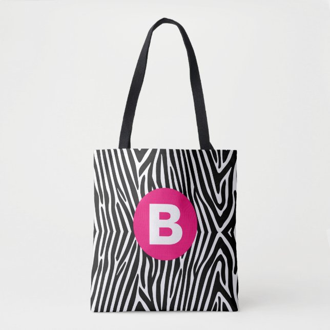 Bolso De Tela Classic Zebra Stripes Bright Pink Monogram (Anverso)