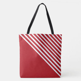 Bolso De Tela Classy Red & White Diagonal Stripes Modern